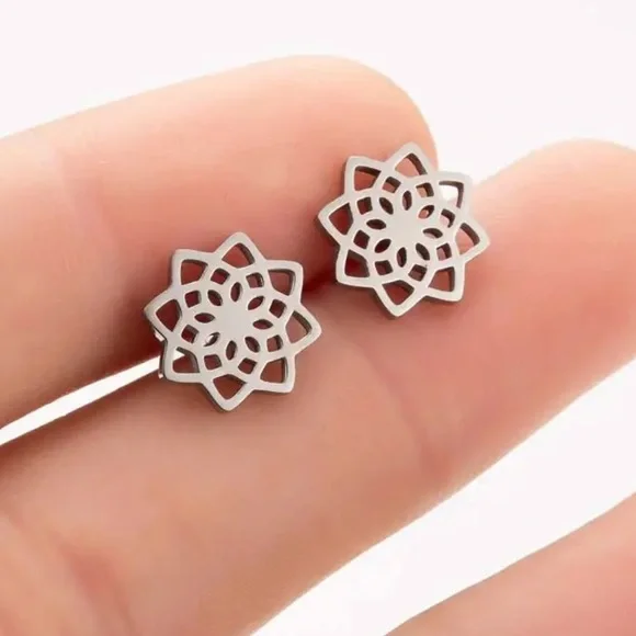 Lotus Flower Earrings - Picture 2 of 3